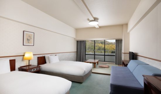 Classic Room, Japanese-Western style, 2 single beds and 2 futon beds, Mountain view